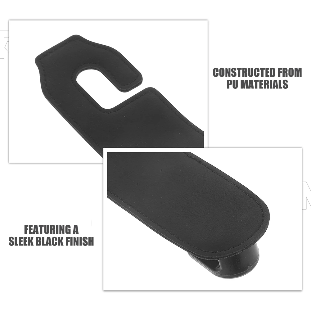 

Car Headrest Hooks Passenger Seat Hanger Microfiber Car Accessories ganizer Storage Solutions Black PU Durability