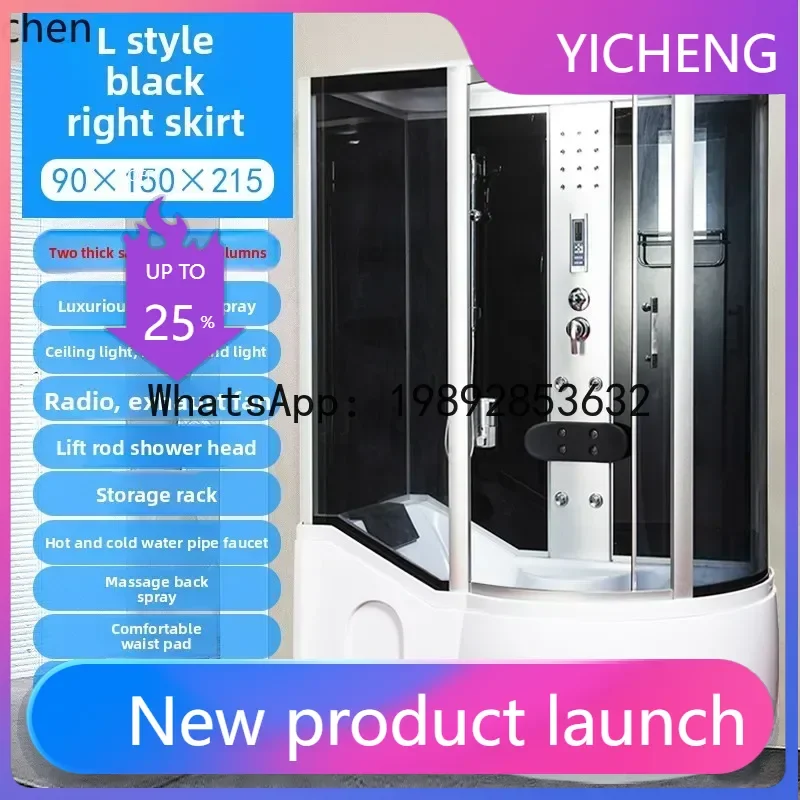 

Интегрированная душевая кабина YS4 с раздвижными стеклянными дверями, вентилятором и перегородкой для ванной комнаты, для домашнего использования, закрытая.