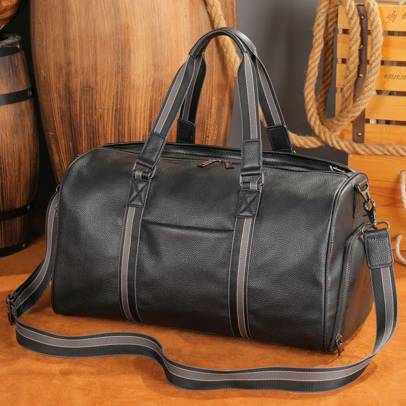 separation business travel bag, genuine leather luggage bag, new multifunctional single-shoulder travel bag, leather