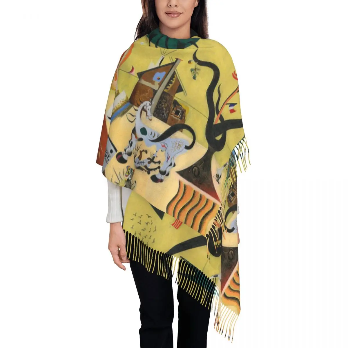 

The Tilled Field By Joan Joan Miro Scarf Wrap Women Long Winter Warm Tassel Shawl Unisex Surrealism Scarves