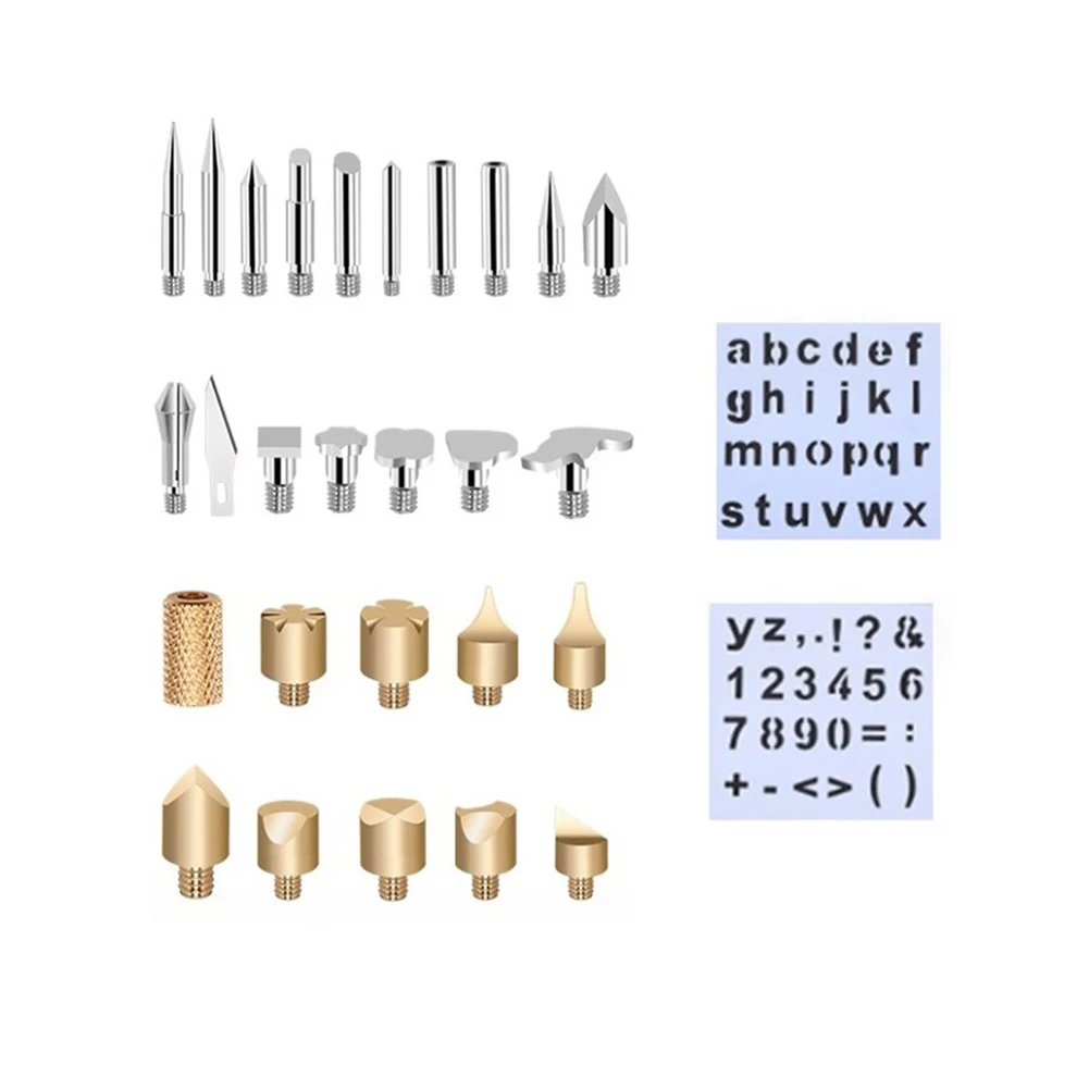 Burning Tips Silver 28-pcs Wood 28pcs Electric Soldering Wood Burning Pen Art Leather Engraving Wood Burning Tool