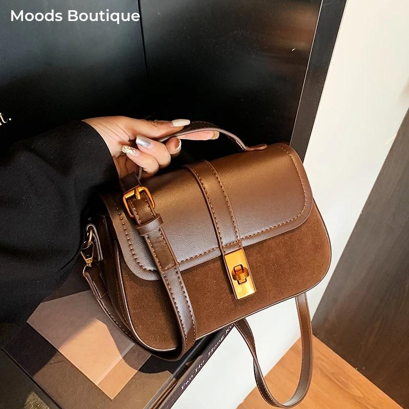 Branded Mini Square Flap Cross Body Bags For Women 2025 Latest Luxury Designer Purses And Handbags PU Suede Shoulder Saddle Bag
