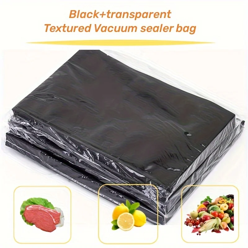 100pcs 8x12inch Food saver Black Mesh embossed Vacuum Sealer Bags, textured precut vacuum pouch, BPA Free food sous vide bag