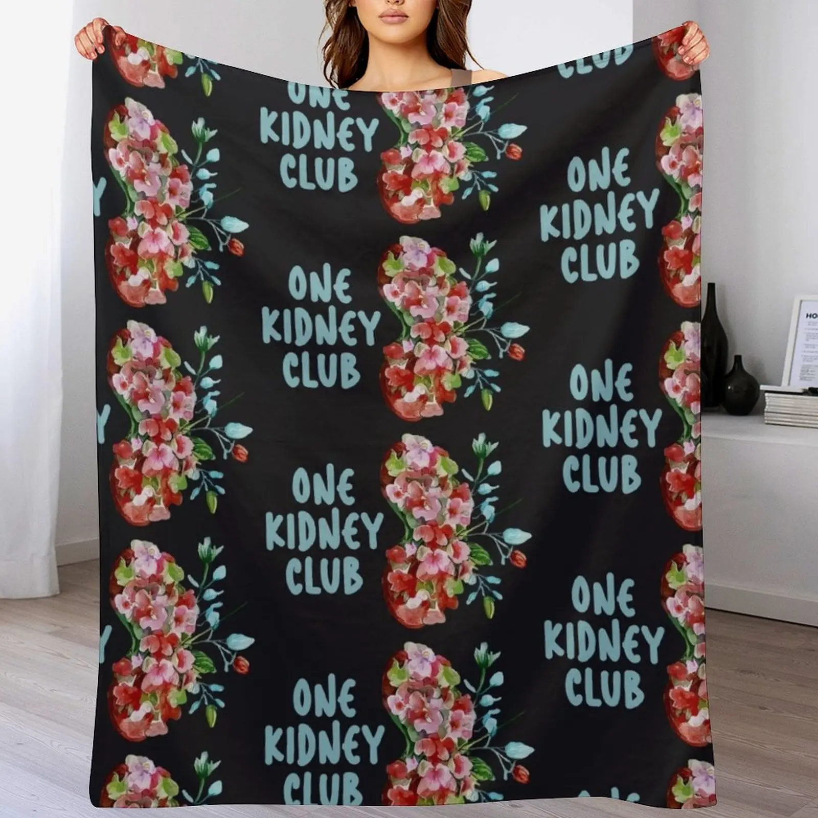 One Kidney Club - Floral kidney Artwork Throw Blanket for sofa cosplay anime Quilt Blankets