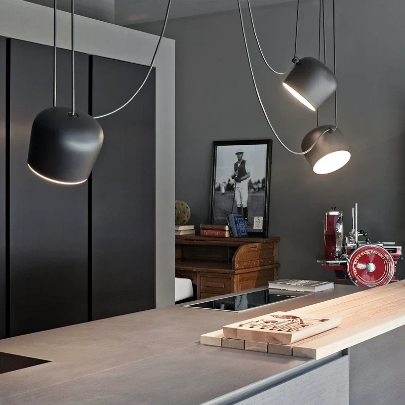 Italian Design DIY Duplex Staircase Removable Industrial‑Style Art Multi‑Head Drum Pendant Light