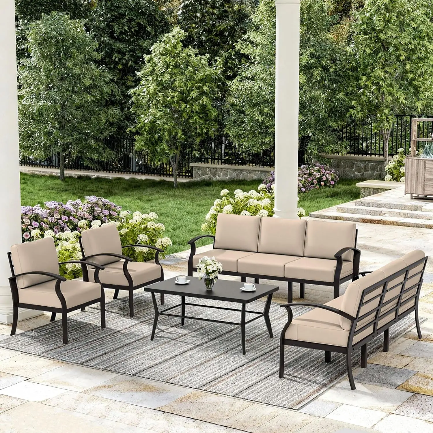 Aluminum Patio Sofa Set 8-seat Outdoor Sectional w/5.1