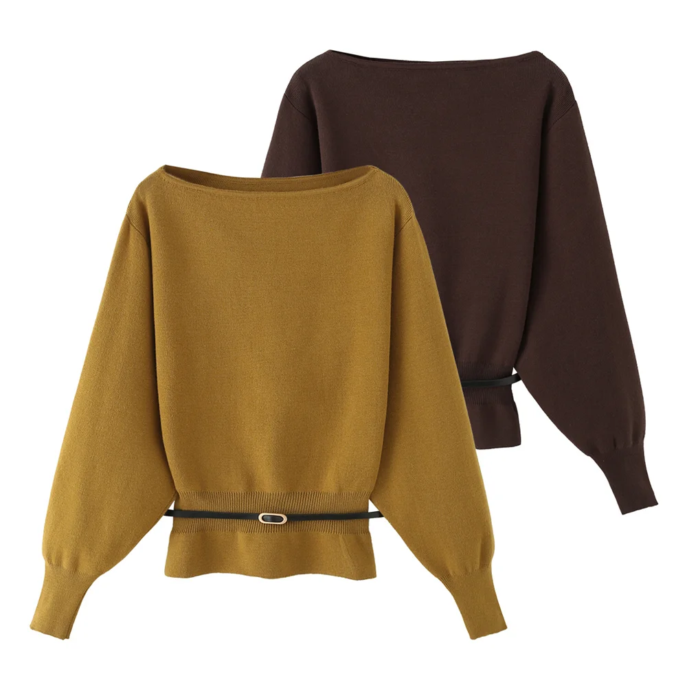 

2026 New Women's Clothing European and American Style Fashion Versatile Simple Matching Belt Knitted Sweater