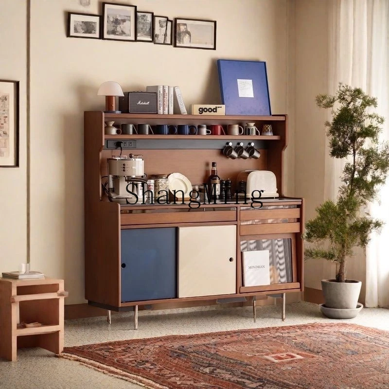 

FG medieval dining side retro simple storage solid wood rock slab against the wall living room integrated tea home locker