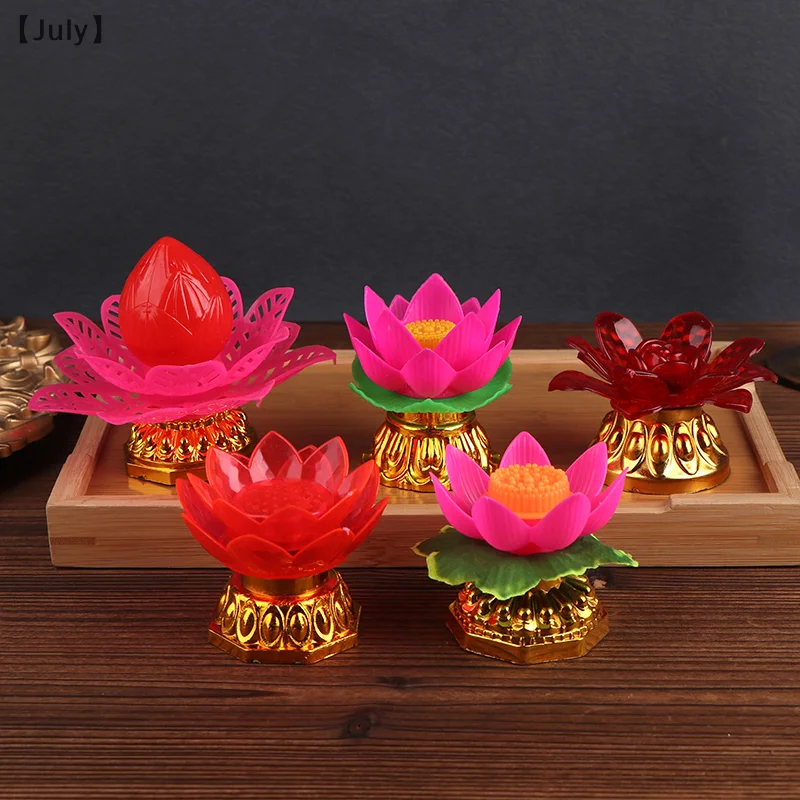 วัดพุทธโคมไฟโลตัสพุทธ Hall โคมไฟ LED โคมไฟเทียนอิเล็กทรอนิกส์ Lotus Wishing Light วัดเทศกาลตกแต่ง