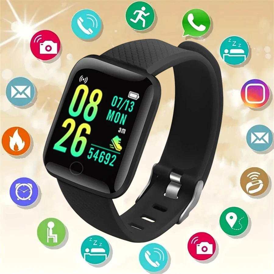 Smart Watch Sport Wristband Fitness Monitoring Track Heart Rate Call and Message Remind Men Smartwatch Woman 116 Plus Clock D13