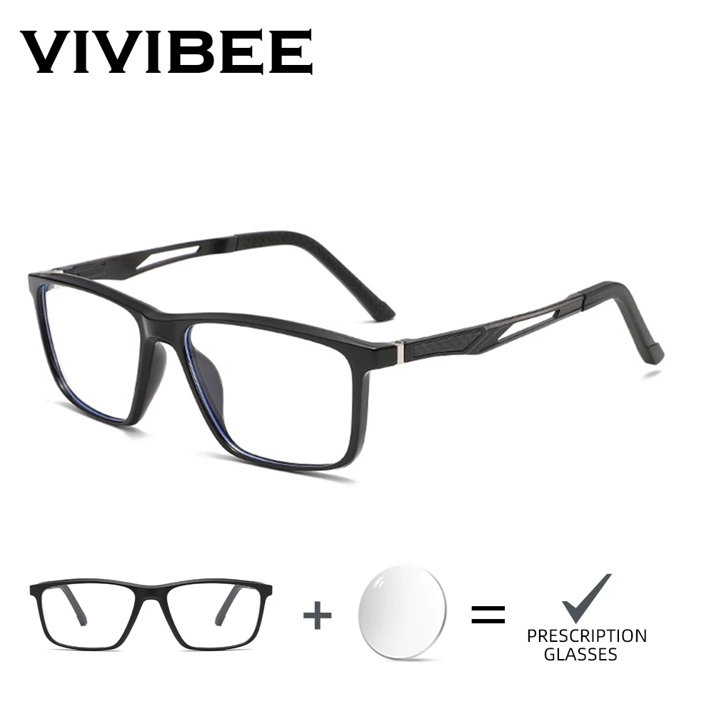 VIVIBEE Sports Customized Prescription Glasses Men Optical Eyeglasses Frame Photochromic Myopia Astigmatism Spring Hinge Eyewear