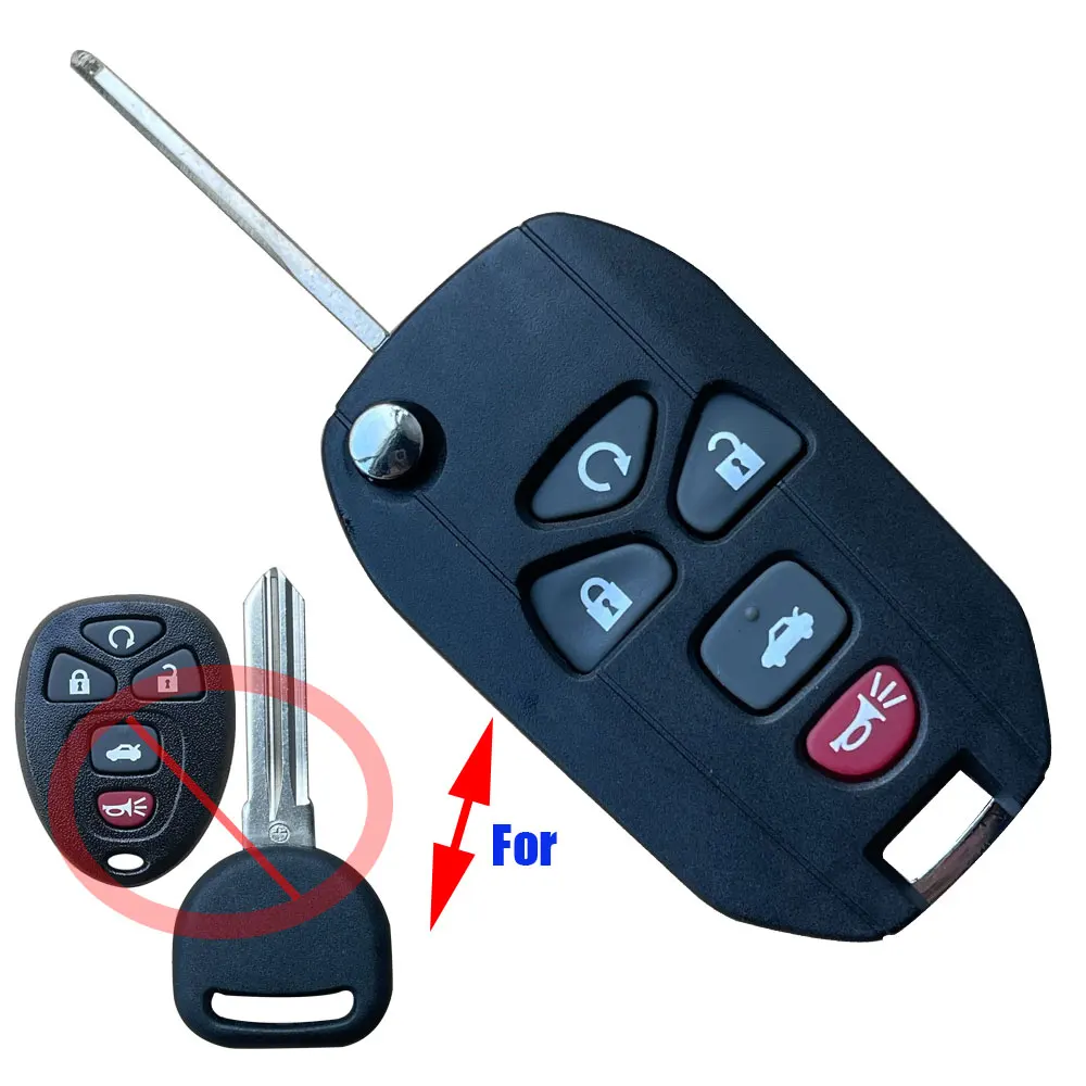 Folding Key Shell 5/6 Buttons Auto Refitting Flip Remote Key Case For Buick G-C For Chevrolet For Cadillac Pontiac Saturn