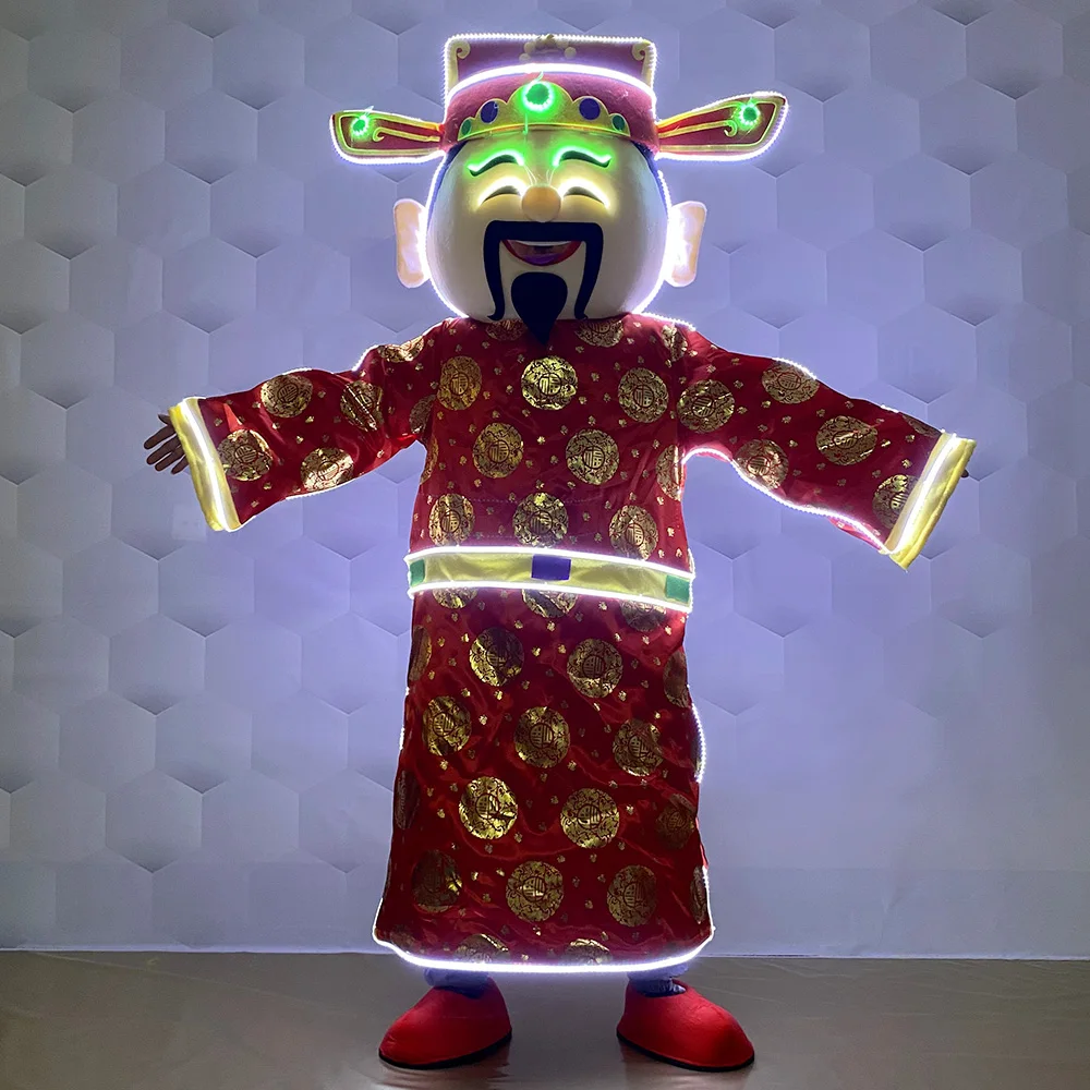 Cartoon LED lighting God of Fortune doll costume bar DJ Creative atmosphere props Chinese New Year glow-in-the-dark supplies