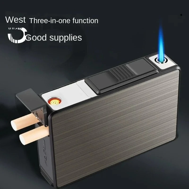 Multi functional gas electric cigarette box lighter, portable lighter, men's tool, regular cigarette accessories