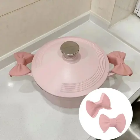 2pcs 실리콘 오븐 장갑 크리 에이 티브 활 모양 오븐 장갑 요리를위한 내열성 냄비 홀더 미니 오븐 장갑 주방 도구