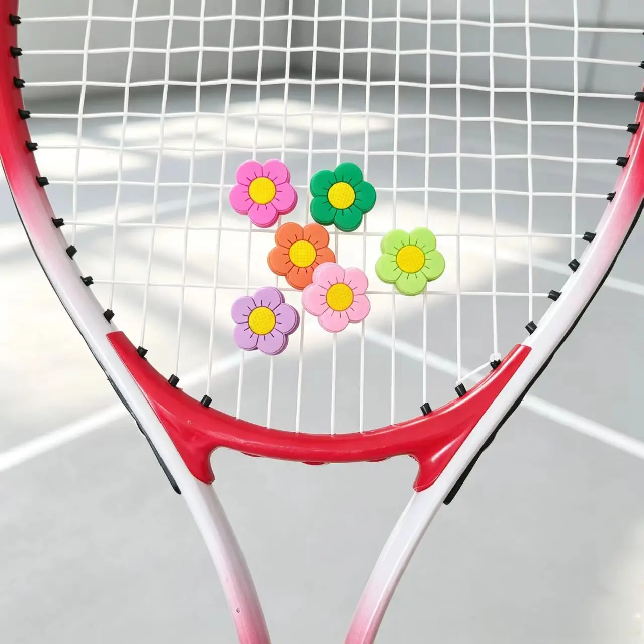 Flower Tennis Vibration Dampener, Cute Silicone Racket String Damper Colorful Tennis Accessories view 5