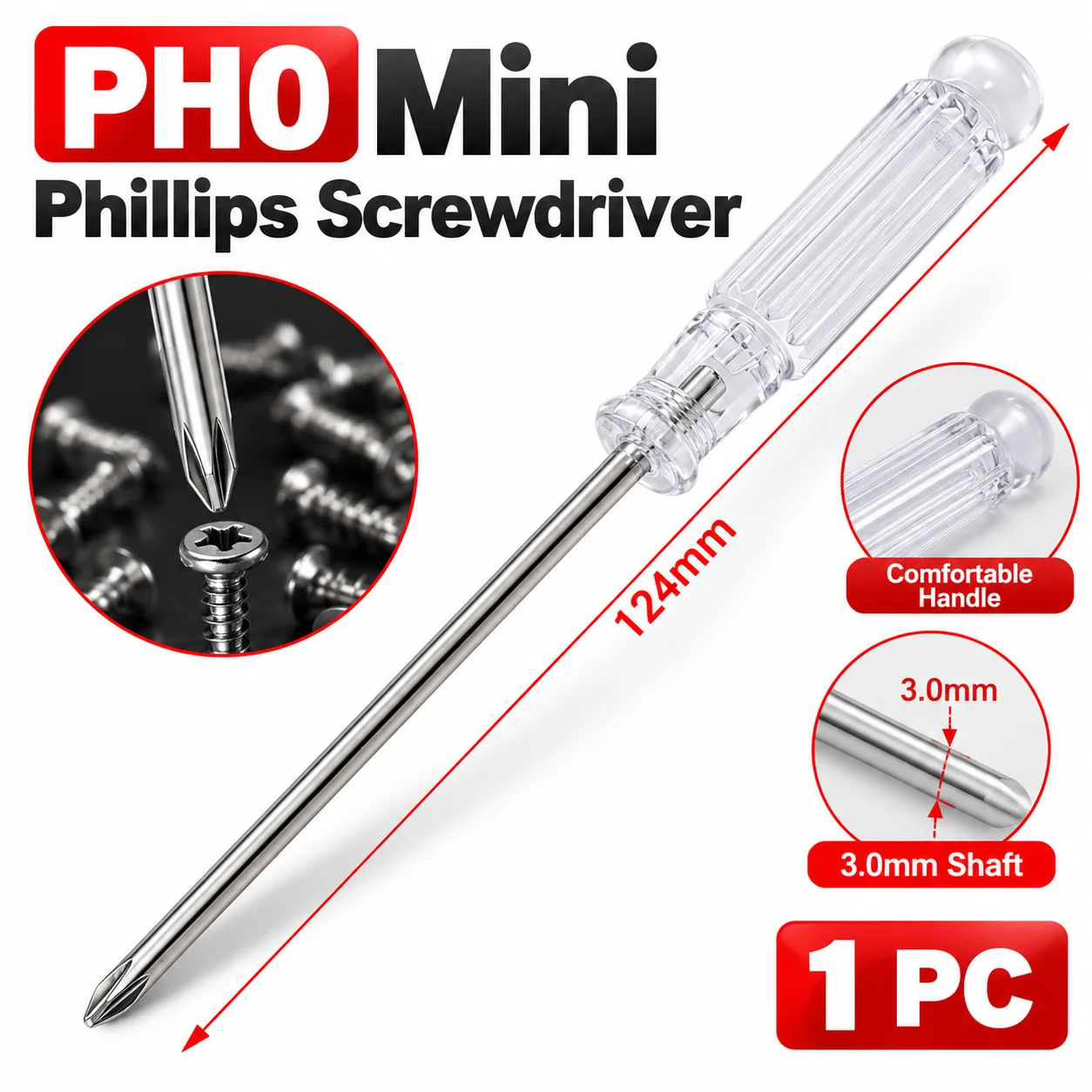 New Mini PH0 3.0mm Phillips Slotted Screwdriver Repairing Disassemble Tool For Toy Game Console Diy Repair Tool Key