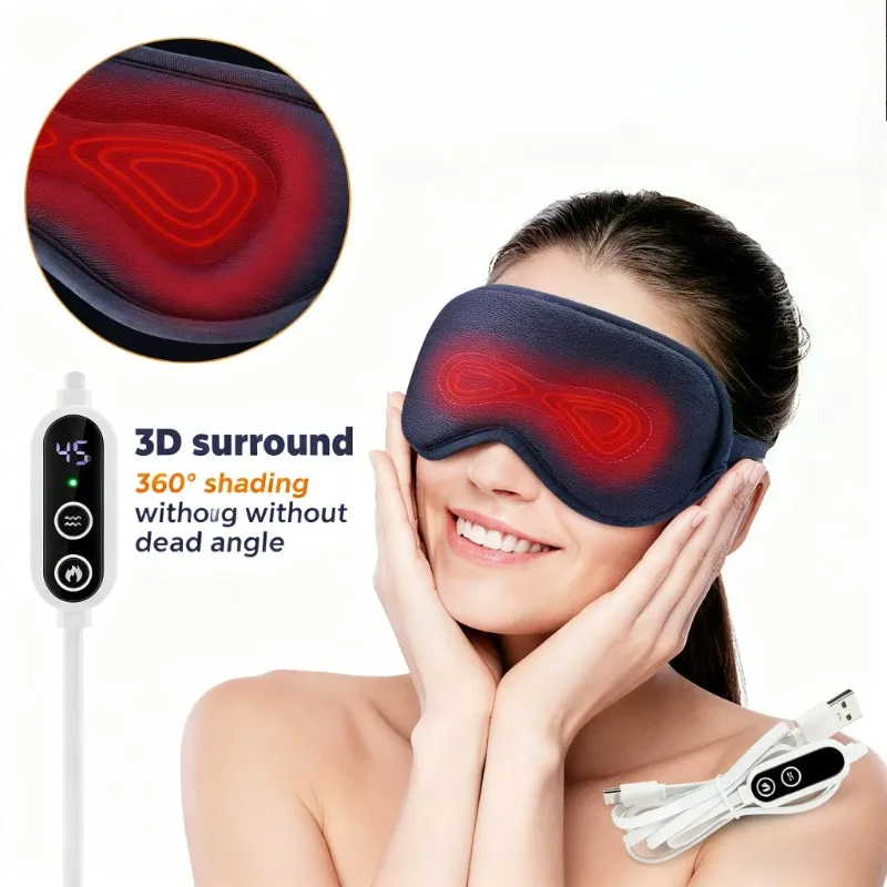 再利用可能なUSB電気加熱式スチームアイマスク 温湿布 温熱アイケアマッサージャー 疲れた目、乾燥した目、睡眠時の目隠しを緩和