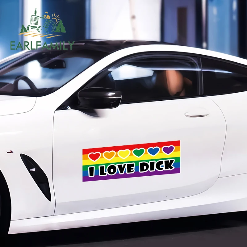 EARLFAMILY 43cm for Love Dick LGBT Gay Big Car Stickers Motorcycle Vinyl JDM Bumper Trunk Truck Car Door Decal Car Goods