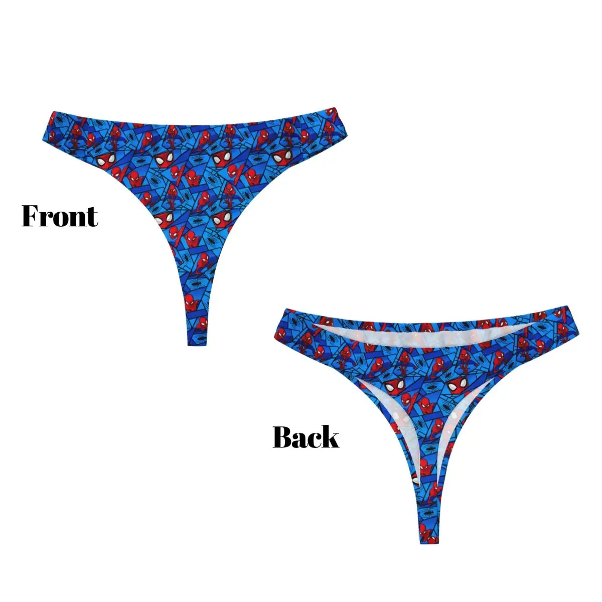 Custom Womens Spider Web Cartoon G-string Panties Female Soft Spider Man Thongs Underwear