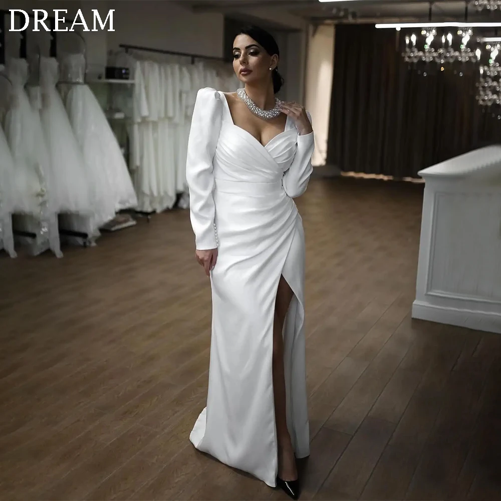 

DREAM Elegant Long Mermaid Wedding Dresses Satin Floor-Length Mermaid Brides Dress Tailor-Made Women Vestidos De Novias 2024