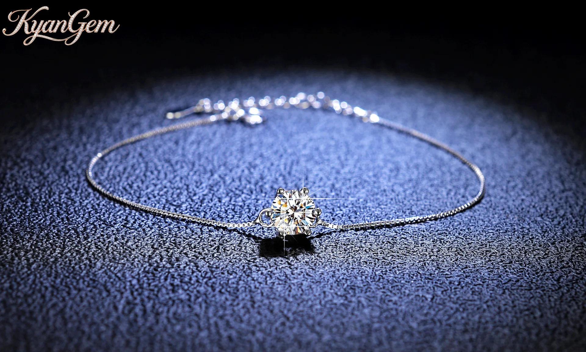 KyanGem Platinum PT950 Moissanite 1 carat Bracelet For Girlfriend Holiday Gift Six Claws Simple Women's Model Bracelet