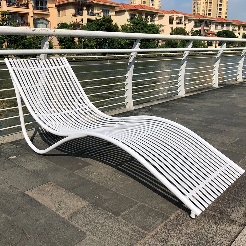 2pcs S shape all aluminum sun lounger beach chair chaise lounge for garden poolside beach Hotel all weather sunbed daybed custom