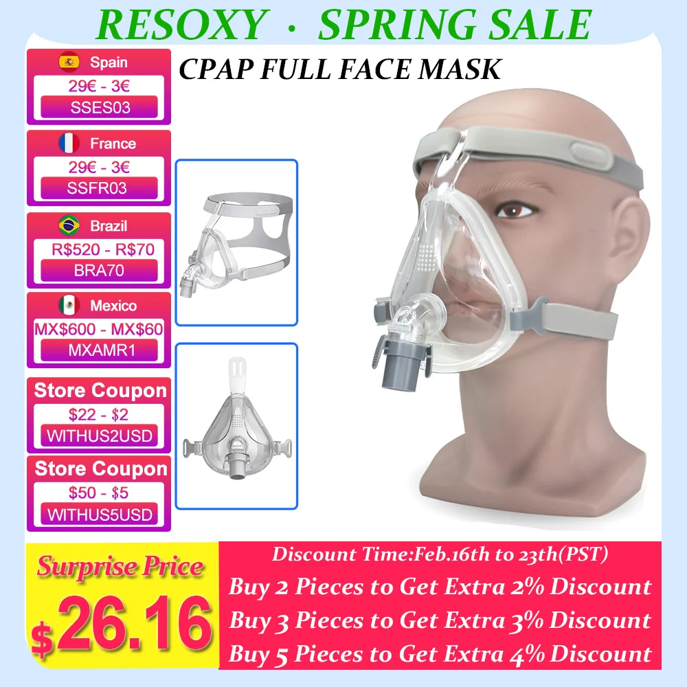 

Resoxy FM3 CPAP Mask for Sleep Apnea Full Face Mask for Anti Snoring CPAP BiCPAP Machine Full Mask with Headgear Improve Sleep