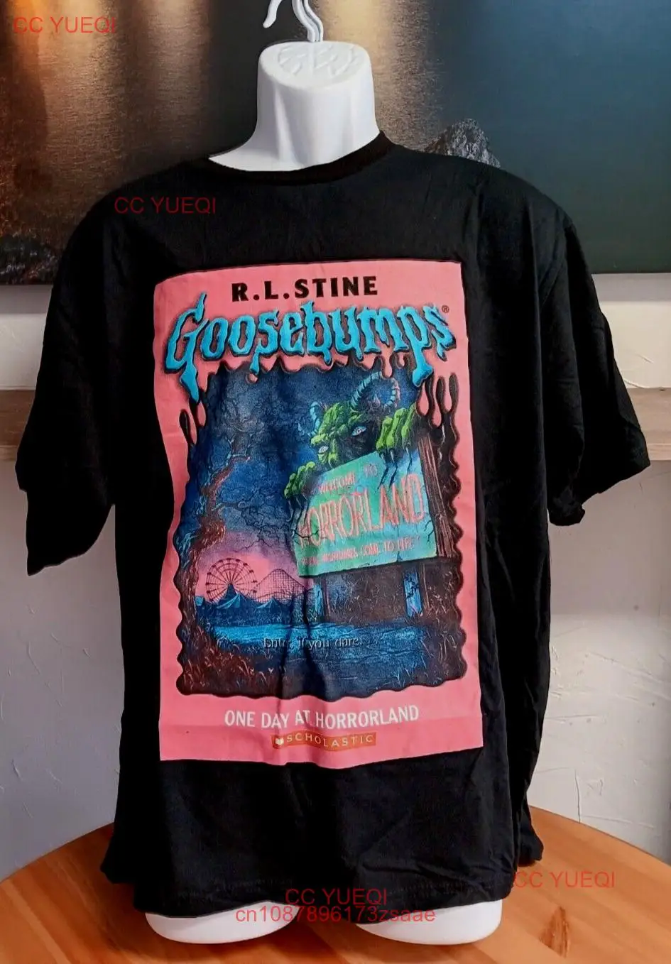 Гусиные шеи R.L. Футболка Stein 2X Мужская Женская Horrorland графика для Хэллоуина черная