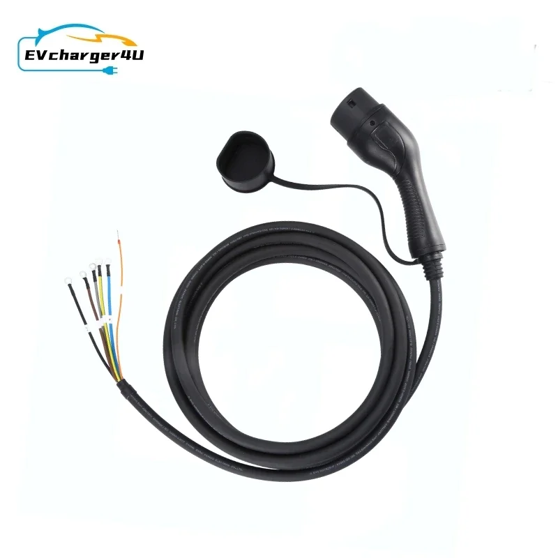 EVcharger4U 3.5KW 7KW 11KW 22KW IEC62196 Cable de carga EV tipo 2 hembra para abrir Cable para estación de carga de vehículo eléctrico