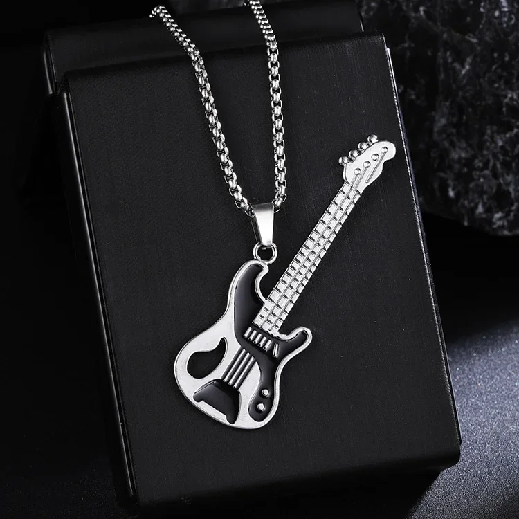 جديد الرجال الملونة بالتنقيط النفط سبيكة الغيتار قلادة قلادة مجوهرات من صلب لا يصدأ الإكسسوار DIY أداة معلقة حلية #2