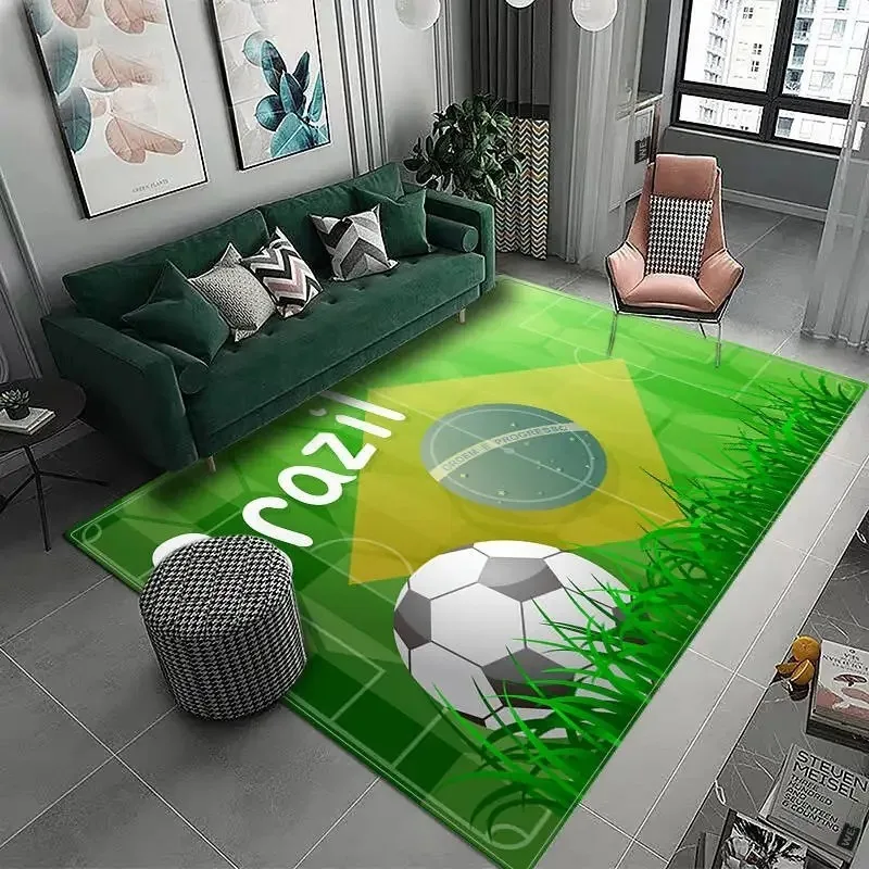Football Pattern Carpet for Boys Room Bedroom Doormat Decor Kids Play Area Rug Carpet Decorati Non-slip Soft Floor Mat Polyester