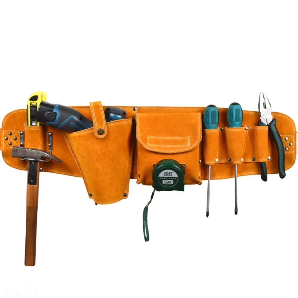 

Waist Tool Bag Cowhide Drill Holster Durable Electric Waist Belt Tool Pouch Bag With Belt for Power Drill Electric Screwdriver