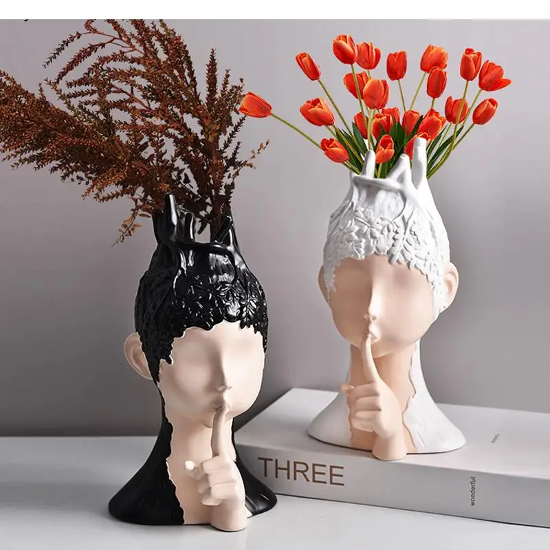 

Nordic Light Luxury Vase Decoration Abstract Character Statue Sculpture Living Room Dried Flowers Flower Arrangement Accessories