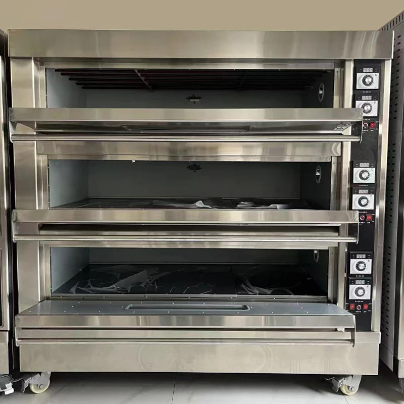 Oven Electric Commercial Large Capacity Timing Three Layer Six Plate Food Pizza Cake Bread Bakery Equipment Baking Furnace