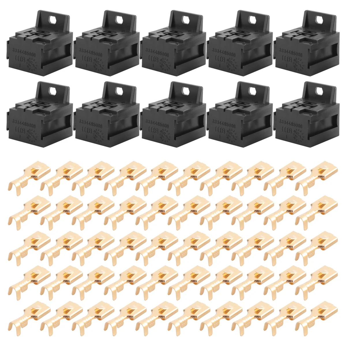 Car Auto 30A-80A Relay Bracket Terminal Case Holder Relay Base Holder 5 Pin Socket with 50Pcs 6.3mm Terminals for