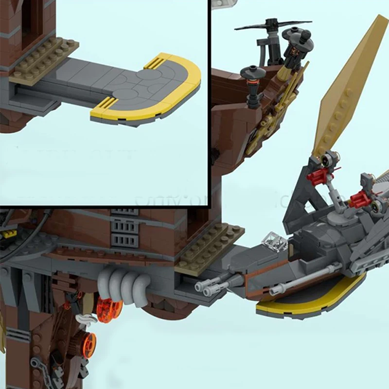 2285ピース MOC スチームパンク 海賊飛行船「ブルネル」 海賊 ブロック DIY クリスマス おもちゃ ギフト DIY ティーンエイジャー クリスマス おもちゃ ギフト
