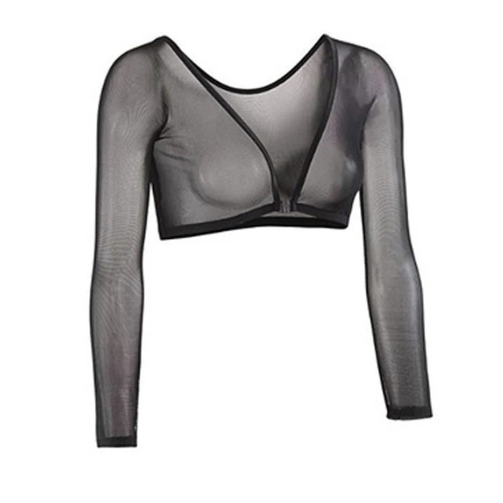 

See Through Cropped Tops T-shirts Tee Top Transparent Ultra-thin Blouse Cardigan Clubwear Female Hot Long Sleeve