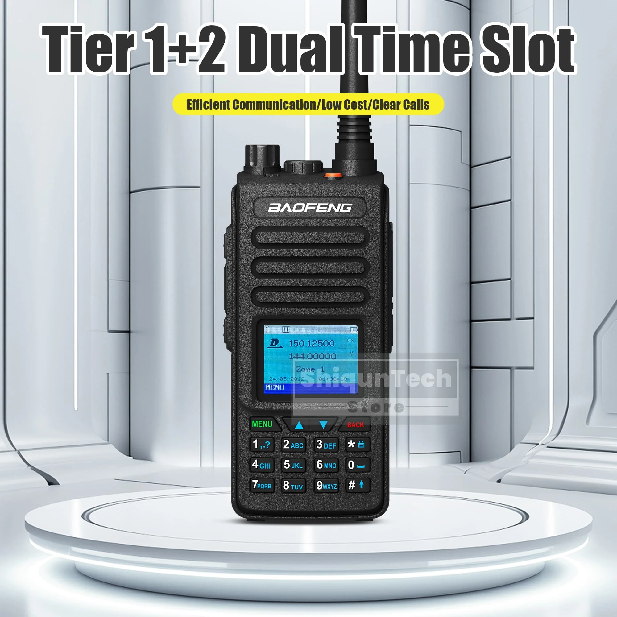 DM-1702 Baofeng Walkie Talkie DMR analogico e digitale 5W AES256 Funzione SMS Livello 1 + 2 Doppio slot per l'ora VHF UHF LED Flashligh Radio