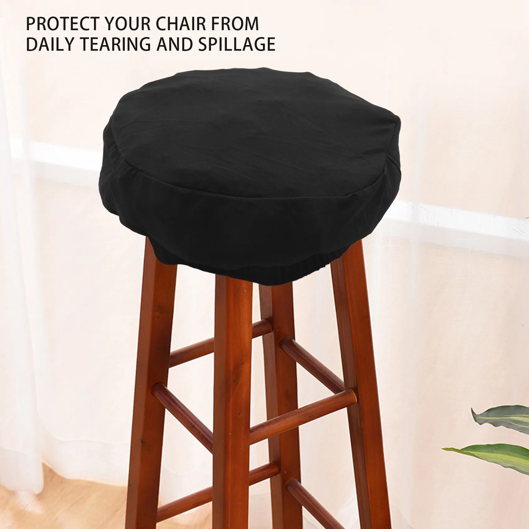 1PCS Round Bar Stool Cover Stretch Removable Elastic Chair Pad Protector for Home Office