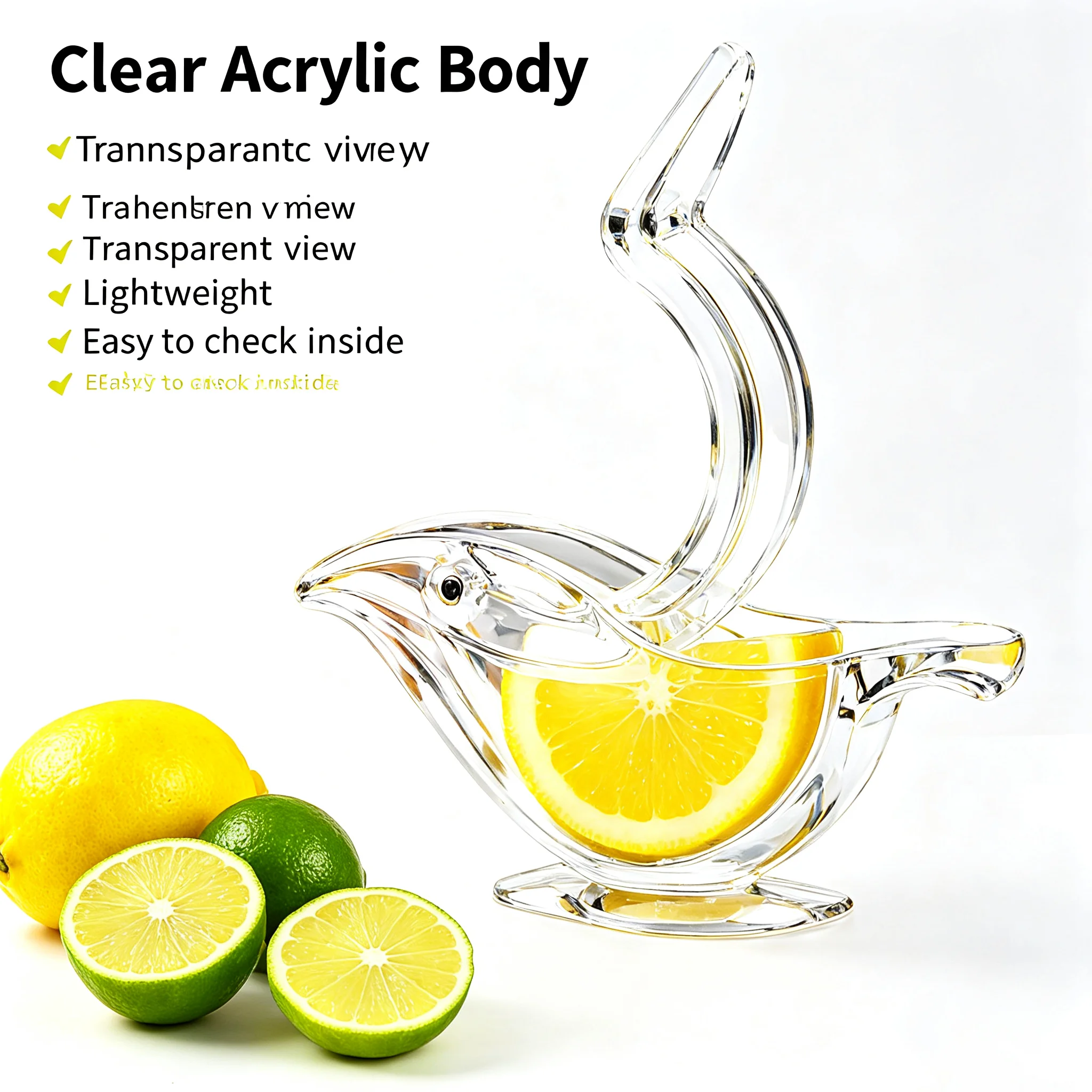 Bird Lemon Squeezer Clear Acrylic Bird Shape For Kitchen Manual Juice Press No Drips