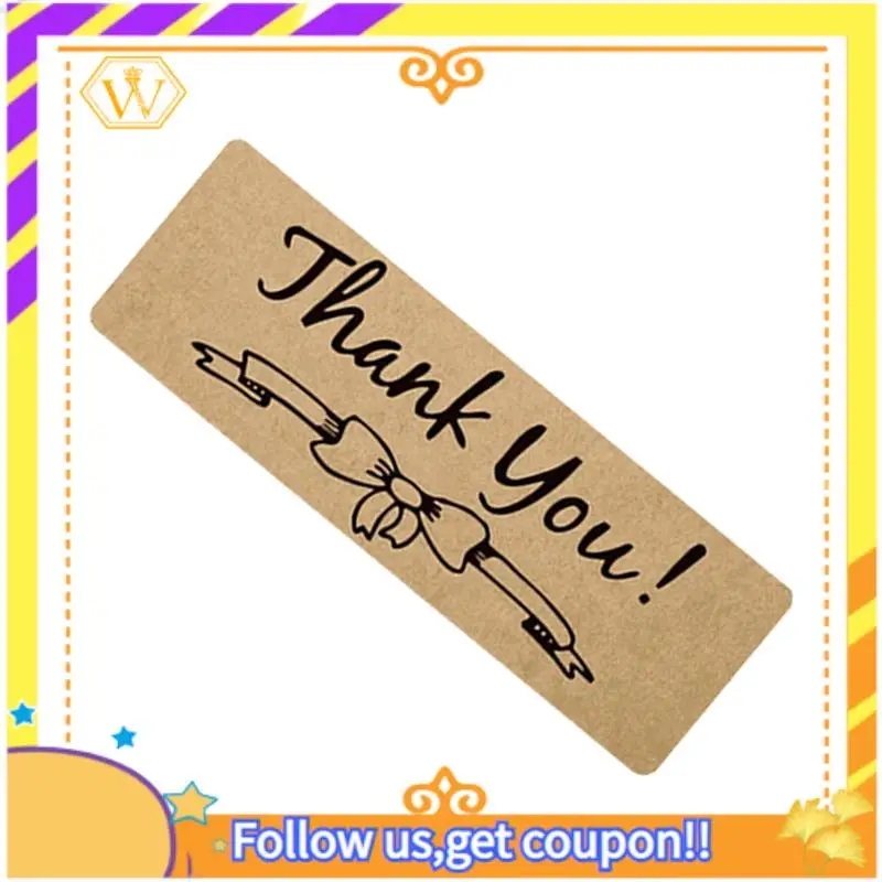 Latest-1200Pcs Thank You Stickers Set, Thank You Stickers Label Roll Thank You For Envelope Retail Store Kraft Paper Thank You S