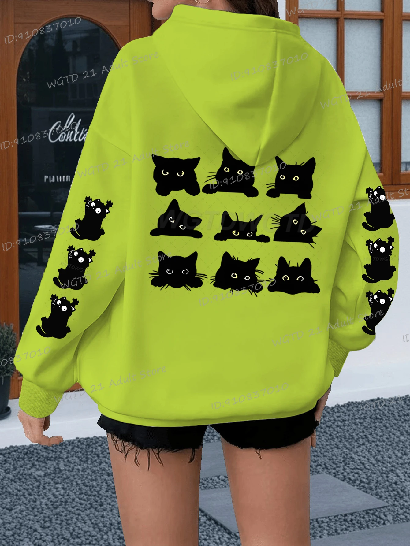 أشكال مختلفة من القطط طباعة هوديي موضة النساء هريرة عاشق الهدايا البلوفرات ربيع الخريف الصوف عادية هودي أنيمي القط مقنعين