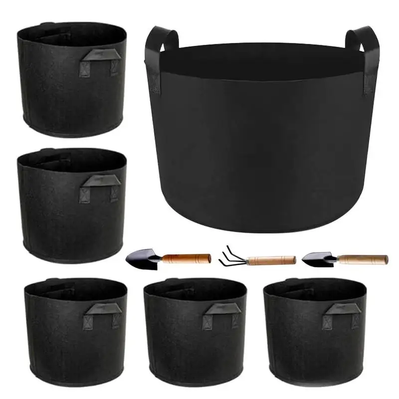 

Grow Bags 6PCS 5 Gallon Thickened Fabric Pots With Handles Gardening Bags For Fruits Vegetables And Flowers Grow Pots With 3