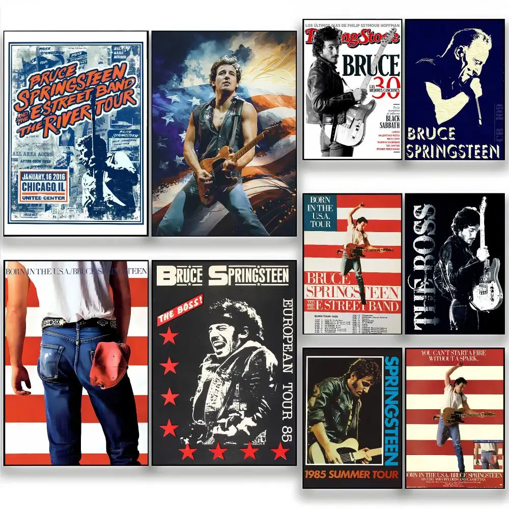 Authentic Energetic Artist B-Bruce Springsteen Poster Wall Art Painting for Living Room Home Decoration and Holiday Gifts