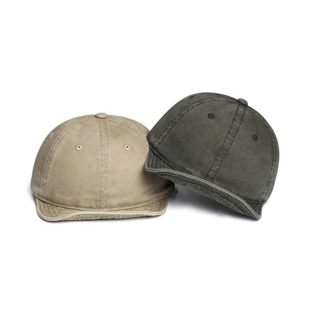 Versatile Short Brim Baseball Cap Cotton Washed Old Craft Flat Edge Baseball Cap Adjustable Retro Sunshade Hat for Men