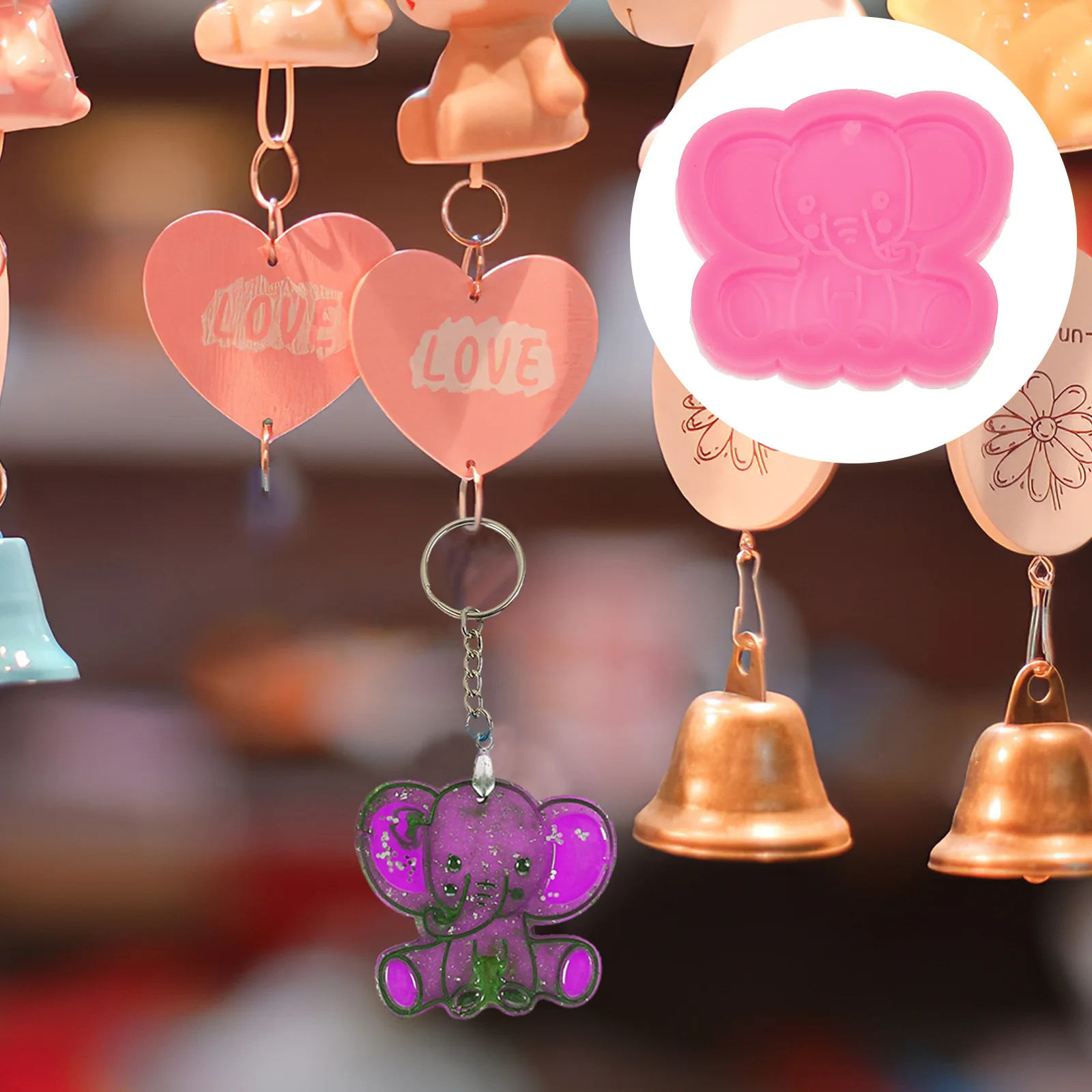 

4Pcs DIY Silicone Mold for Keychain Resin Craft Aromatherapy Car Charm Pendant Flexible Nonstick Casting Mold DIY Supply