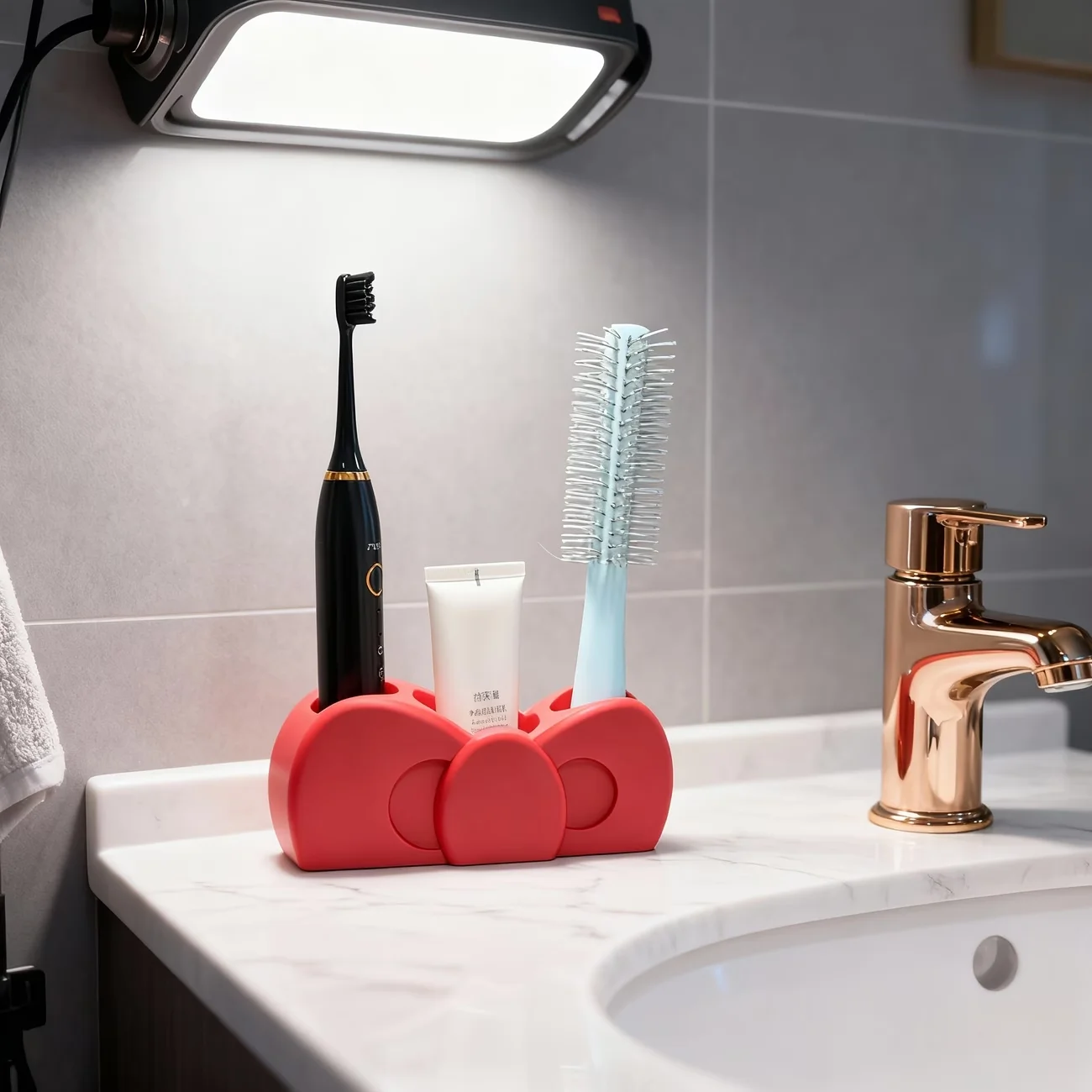 Girly Bathroom Essential Bow Electric Toothbrush and Toothpaste Holder - Drainage Holes at the Bottom