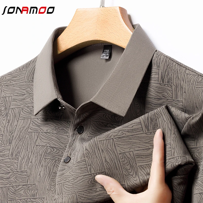 2024 Summer New Men's Business Print Short Sleeved POLO Shirt Comfortable and Cool Casual Fashion T-shirt