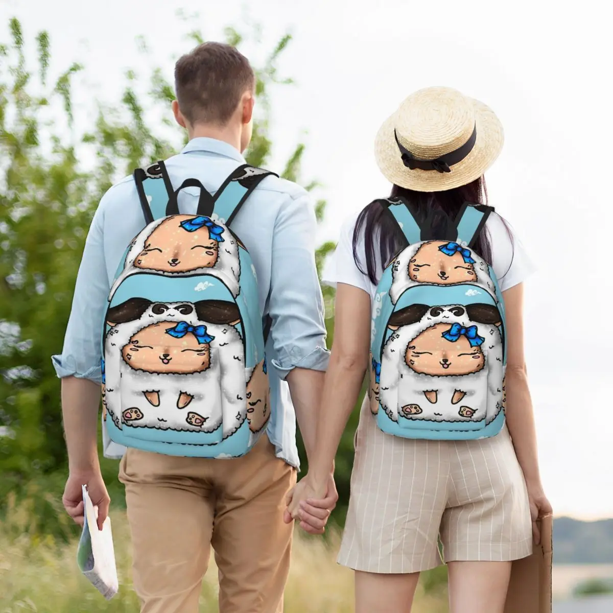 

Kawaii Sheep White Clouds Sky Blue Backpack Student Boys Girls BookBag Kids School Bag Laptop Shoulder Bags for Men Women